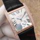 2017 Swiss Repica Cartier Tank MC Watch Rose Gold Diamond Bezel Black Leather (2)_th.jpg